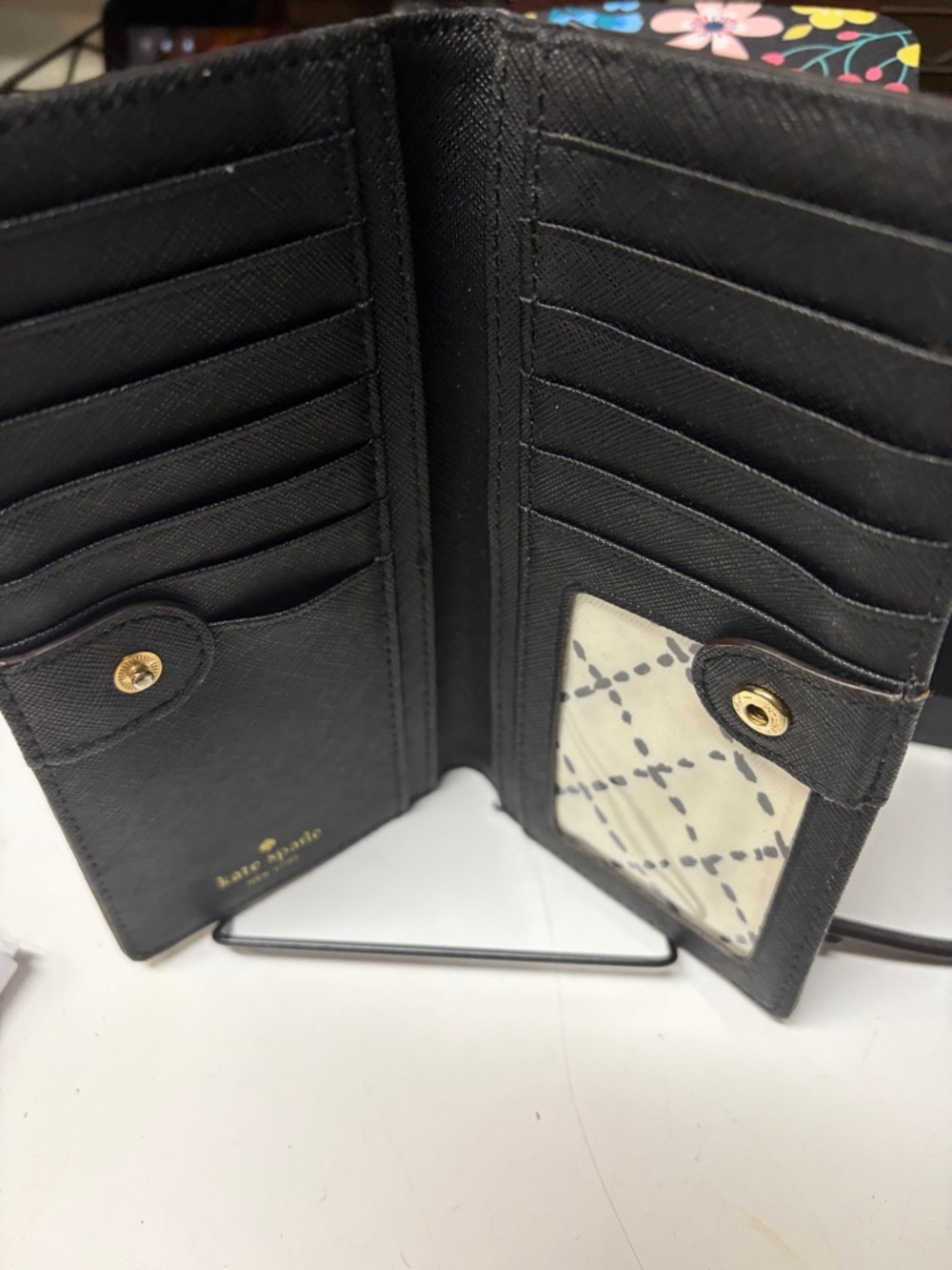 kate spade Black Saffiano Leather Wallet with Gold Plaque - Picture 4 of 6